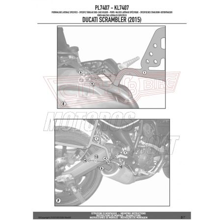 Oldaldoboz tartó cső Ducati Scrambler 400 (2016-2021) / Ducati Scrambler Icon 800 (2015-2022) GIVI