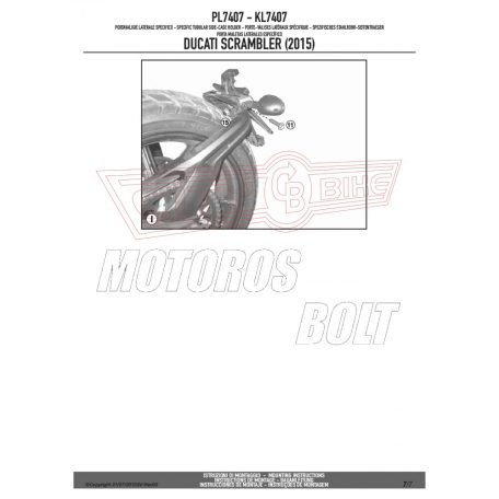 Oldaldoboz tartó cső Ducati Scrambler 400 (2016-2021) / Ducati Scrambler Icon 800 (2015-2022) GIVI