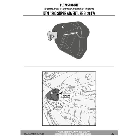 Kiegészítő szett oldaldoboz tartóhoz KTM 1290 Super Adventure (2015-2016) / 1290 Super Adventure T (2017) / KTM 1290 Super Adventure R (2017-2020) / KTM 1290 Super Adventure S (2017-2020) GIVI