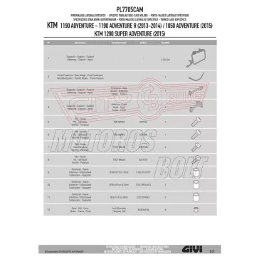   Oldaldoboz tartó cső KTM 1050 Adventure (2015-2016) / 1090 Adventure (2017-2018) / KTM 1190 Adventure / Adventure R (2013-2016) GIVI Trekker Outback dobozhoz
