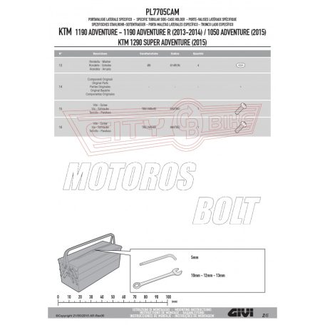Oldaldoboz tartó cső KTM 1050 Adventure (2015-2016) / 1090 Adventure (2017-2018) / KTM 1190 Adventure / Adventure R (2013-2016) GIVI Trekker Outback dobozhoz