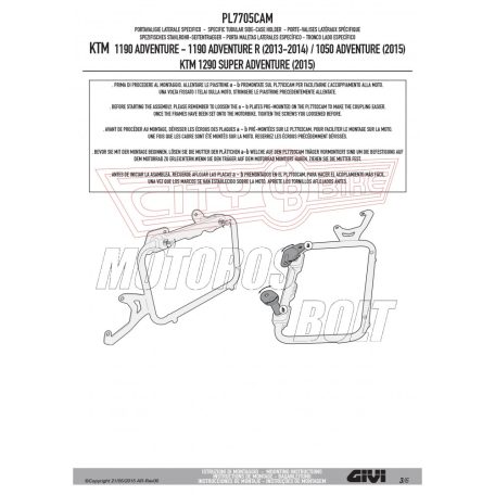 Oldaldoboz tartó cső KTM 1050 Adventure (2015-2016) / 1090 Adventure (2017-2018) / KTM 1190 Adventure / Adventure R (2013-2016) GIVI Trekker Outback dobozhoz