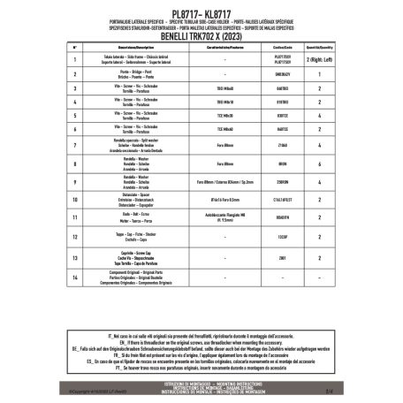Oldaldoboz tartó cső BENELLI TRK702 (2023-2025), BENELLI TRK702 X (2023-2025) GIVI
