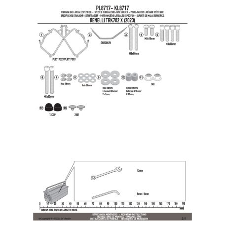 Oldaldoboz tartó cső BENELLI TRK702 (2023-2025), BENELLI TRK702 X (2023-2025) GIVI
