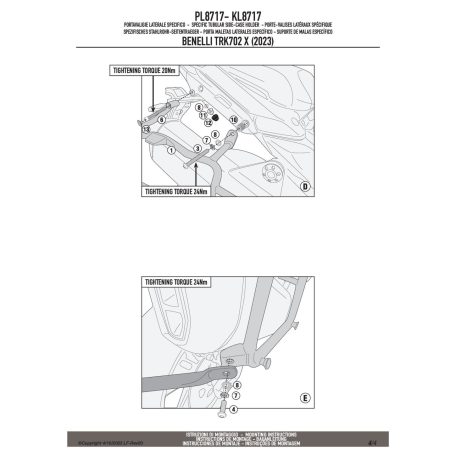 Oldaldoboz tartó cső BENELLI TRK702 (2023-2025), BENELLI TRK702 X (2023-2025) GIVI