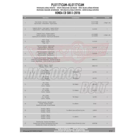 Oldaldoboz tartó cső HONDA CB 500 X (2019-2023)/ NX 500 (2024) GIVI Trekker Outback dobozhoz