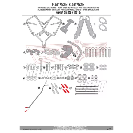 Oldaldoboz tartó cső HONDA CB 500 X (2019-2023)/ NX 500 (2024) GIVI Trekker Outback dobozhoz
