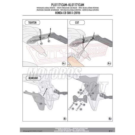 Oldaldoboz tartó cső HONDA CB 500 X (2019-2023)/ NX 500 (2024) GIVI Trekker Outback dobozhoz