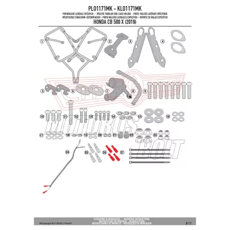 Oldaldoboz tartó cső HONDA CB 500 X (2019-2023)/ NX 500 (24-25)GIVI