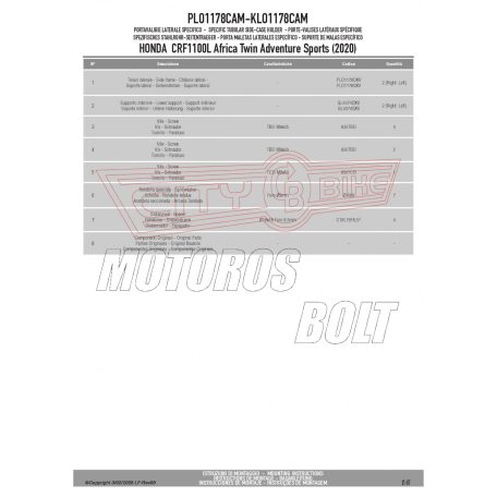 Oldaldoboz tartó cső HONDA CRF1100L Africa Twin (2020-2024) / HONDA CRF1100L Africa Twin Adventure Sports (2020-2024) GIVI Trekker Outback dobozhoz