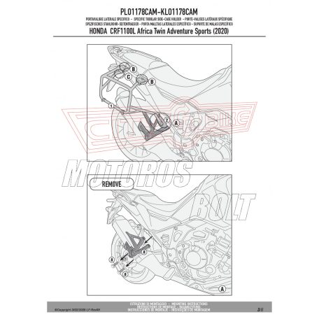 Oldaldoboz tartó cső HONDA CRF1100L Africa Twin (2020-2024) / HONDA CRF1100L Africa Twin Adventure Sports (2020-2024) GIVI Trekker Outback dobozhoz