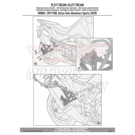 Oldaldoboz tartó cső HONDA CRF1100L Africa Twin (2020-2024) / HONDA CRF1100L Africa Twin Adventure Sports (2020-2024) GIVI Trekker Outback dobozhoz