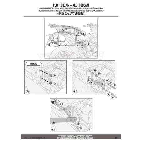 Oldaldoboz tartó cső HONDA X-ADV 2021-2025 GIVI Trekker Outback dobozhoz
