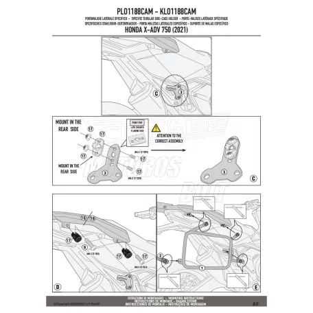 Oldaldoboz tartó cső HONDA X-ADV 2021-2025 GIVI Trekker Outback dobozhoz
