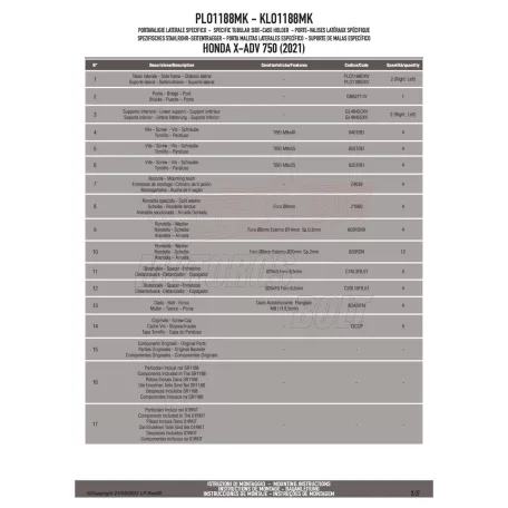 Oldaldoboz tartó cső HONDA X-ADV 750 (2021-2025) GIVI