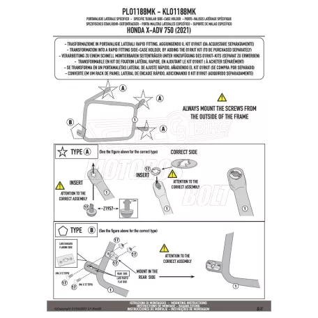 Oldaldoboz tartó cső HONDA X-ADV 750 (2021-2025) GIVI