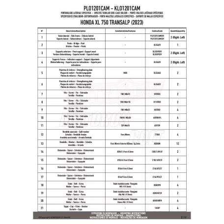 Oldaldoboz tartó cső HONDA XL 750 Transalp (2023-2025) GIVI Trekker Outback dobozhoz