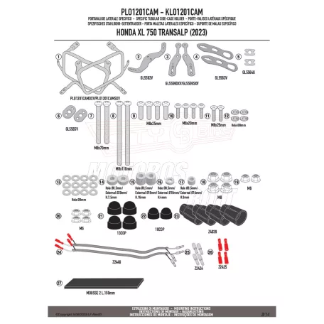 Oldaldoboz tartó cső HONDA XL 750 Transalp (2023-2025) GIVI Trekker Outback dobozhoz