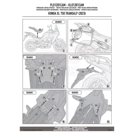 Oldaldoboz tartó cső HONDA XL 750 Transalp (2023-2025) GIVI Trekker Outback dobozhoz