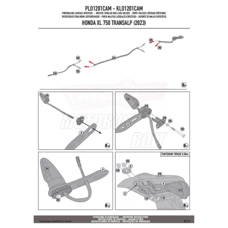 Oldaldoboz tartó cső HONDA XL 750 Transalp (2023-2025) GIVI Trekker Outback dobozhoz