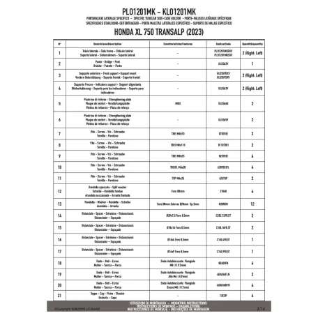 Oldaldoboz tartó cső HONDA XL 750 Transalp (2023-2025) GIVI