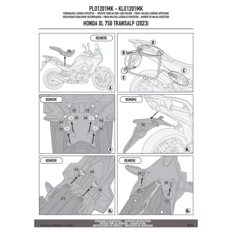 Oldaldoboz tartó cső HONDA XL 750 Transalp (2023-2025) GIVI
