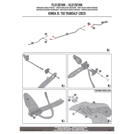 Oldaldoboz tartó cső HONDA XL 750 Transalp (2023-2025) GIVI