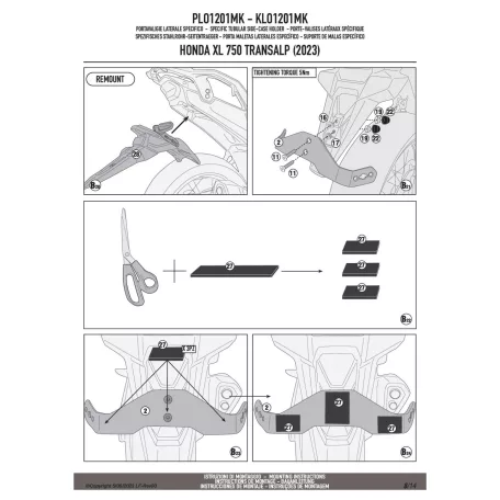 Oldaldoboz tartó cső HONDA XL 750 Transalp (2023-2025) GIVI