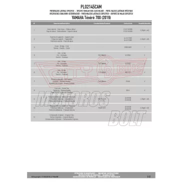   Oldaldoboz tartó cső YAMAHA Ténéré 700 (2019-2020) / YAMAHA Ténéré 700 (2021-2024) / YAMAHA Ténéré 700 World Raid (2022-2025) GIVI Trekker Outback dobozhoz