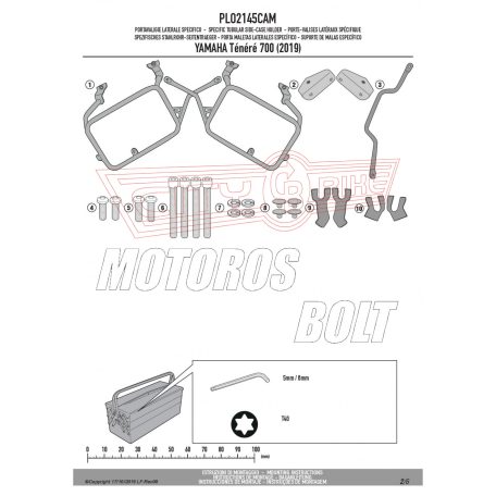 Oldaldoboz tartó cső YAMAHA Ténéré 700 (2019-2020) / YAMAHA Ténéré 700 (2021-2024) / YAMAHA Ténéré 700 World Raid (2022-2024) GIVI Trekker Outback dobozhoz
