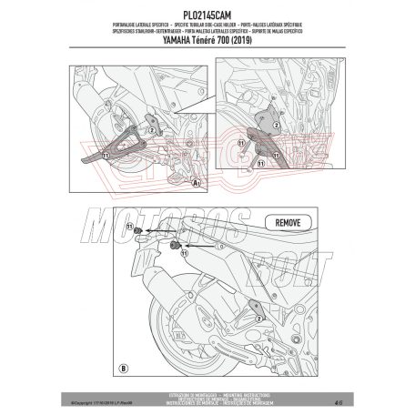 Oldaldoboz tartó cső YAMAHA Ténéré 700 (2019-2020) / YAMAHA Ténéré 700 (2021-2024) / YAMAHA Ténéré 700 World Raid (2022-2024) GIVI Trekker Outback dobozhoz