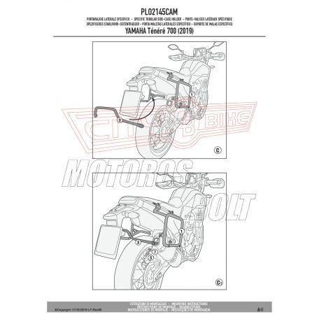 Oldaldoboz tartó cső YAMAHA Ténéré 700 (2019-2020) / YAMAHA Ténéré 700 (2021-2024) / YAMAHA Ténéré 700 World Raid (2022-2024) GIVI Trekker Outback dobozhoz