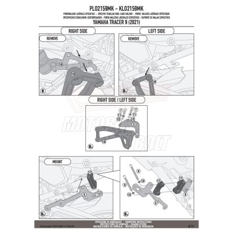 Oldaldoboz tartó cső YAMAHA TRACER 9 / TRACER 9 GT (2021-2024) GIVI