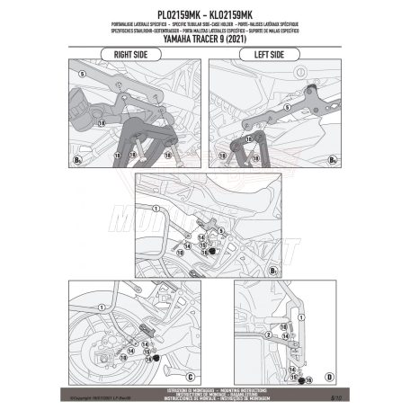 Oldaldoboz tartó cső YAMAHA TRACER 9 / TRACER 9 GT (2021-2024) GIVI