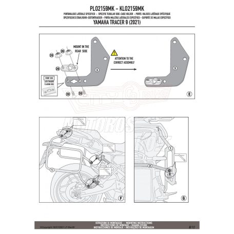Oldaldoboz tartó cső YAMAHA TRACER 9 / TRACER 9 GT (2021-2024) GIVI