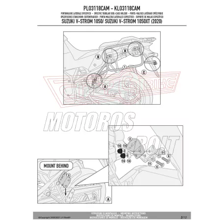 Oldaldoboz tartó cső SUZUKI V-Strom 1050 (2020-2024) / V-Strom 1050 XT (2020-2024) GIVI Trekker Outback dobozhoz