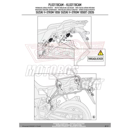 Oldaldoboz tartó cső SUZUKI V-Strom 1050 (2020-2024) / V-Strom 1050 XT (2020-2024) GIVI Trekker Outback dobozhoz