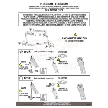 Oldaldoboz tartó cső BMW S1000 XR (2021-2024) GIVI Trekker Outback dobozhoz