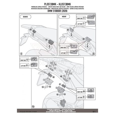 Oldaldoboz tartó cső BMW S 1000 XR (20 > 24) GIVI