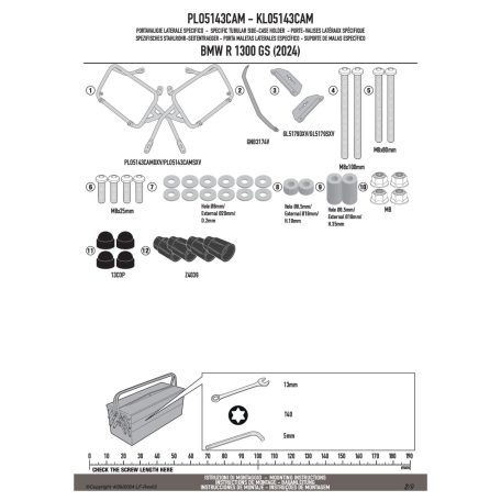 Oldaldoboz tartó cső BMW R 1300 GS (2024-2026) GIVI Trekker Outback dobozhoz