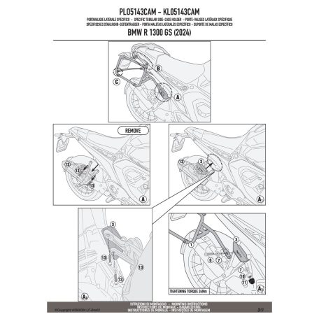 Oldaldoboz tartó cső BMW R 1300 GS (2024-2026) GIVI Trekker Outback dobozhoz