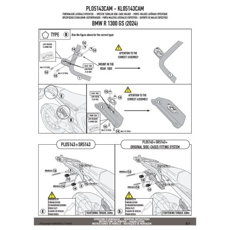 Oldaldoboz tartó cső BMW R 1300 GS (2024-2026) GIVI Trekker Outback dobozhoz