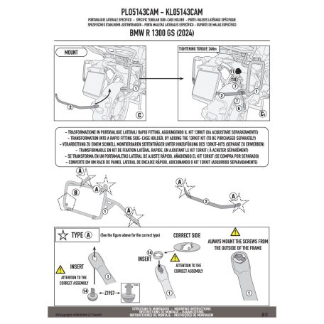 Oldaldoboz tartó cső BMW R 1300 GS (2024-2025) GIVI