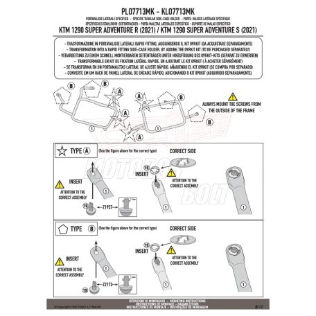 Oldaldoboz tartó cső KTM 1290 SUPER ADVENTURE R / S (2021-2025) GIVI Monokey dobozhoz