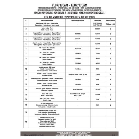 Oldaldoboz tartó cső KTM 790 Adventure /R (2019-2020), KTM 790 Adventure (2023-2025), KTM 890 Adventure (2021-2025), KTM 890 SMT (2023-2025) GIVI Trekker Outback dobozhoz