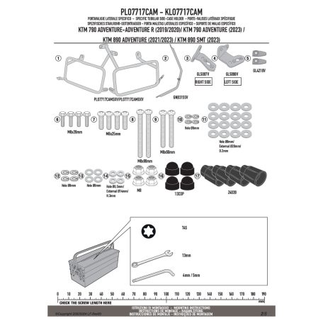 Oldaldoboz tartó cső KTM 790 Adventure /R (2019-2020), KTM 790 Adventure (2023-2025), KTM 890 Adventure (2021-2025), KTM 890 SMT (2023-2025) GIVI Trekker Outback dobozhoz