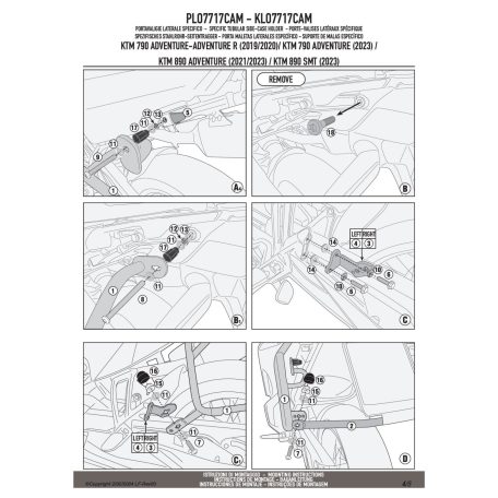 Oldaldoboz tartó cső KTM 790 Adventure /R (2019-2020), KTM 790 Adventure (2023-2025), KTM 890 Adventure (2021-2025), KTM 890 SMT (2023-2025) GIVI Trekker Outback dobozhoz