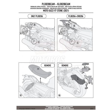 Oldaldoboz tartó cső MOTO GUZZI V7 STONE 850 (21 > 24) GIVI Trekker Outback dobozhoz