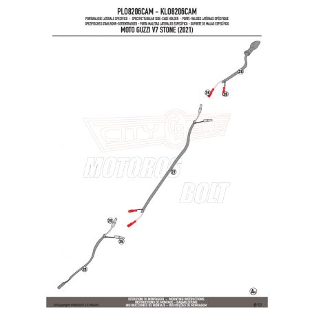 Oldaldoboz tartó cső MOTO GUZZI V7 STONE 850 (21 > 24) GIVI Trekker Outback dobozhoz