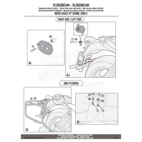 Oldaldoboz tartó cső MOTO GUZZI V7 STONE 850 (21 > 24) GIVI Trekker Outback dobozhoz